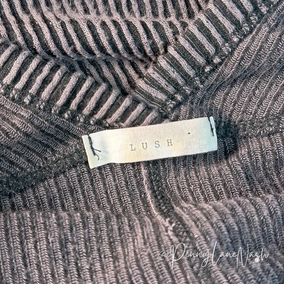 Lush Ribbed Knit Tunic Sweater Dress Size M Gray - Picture 7 of 10